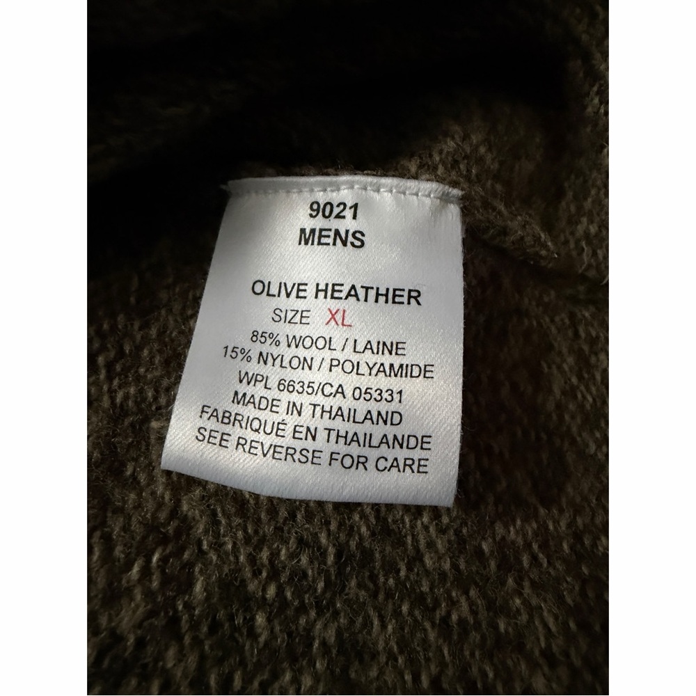 VTG Woolrich Men's Olive Heather Gray Wool Blend Sweater size XL Warm Light - Picture 8 of 9